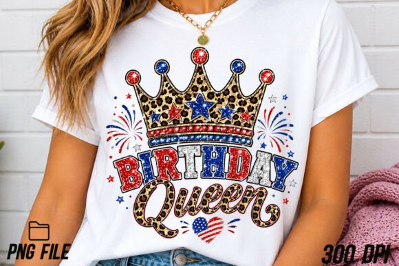 4th of July Birthday Queen Crown PNG: Your Festive Design Asset
