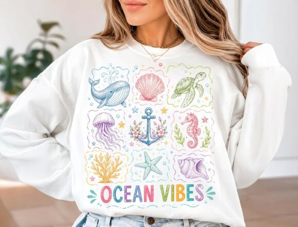 Bring the Coast to Your Canvas: The Ocean Vibes PNG Design