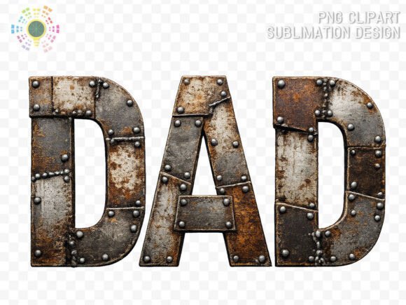 DAD Rusty Metal, Father’s Day PNG: Industrial Strength Typography