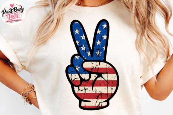 Embodying Unity: The Vintage American Peace Hand USA Flag PNG