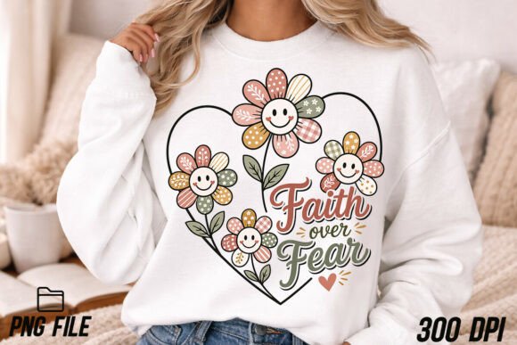 Faith over Fear Heart Flowers, Mother's: A Design Asset for Meaningful Projects