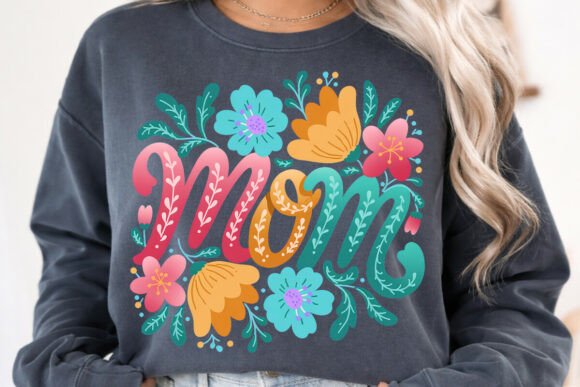 Floral Mom PNG: Trendy Mom Life Typography for Modern Projects