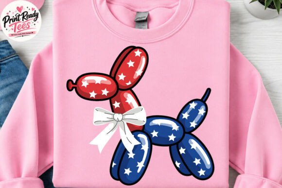 Patriotic Balloon Dog 4th of July PNG: Festive Design Asset