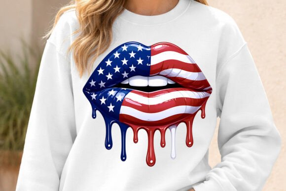 Patriotic Dripping Lips PNG: A Bold Graphic for Independence Day