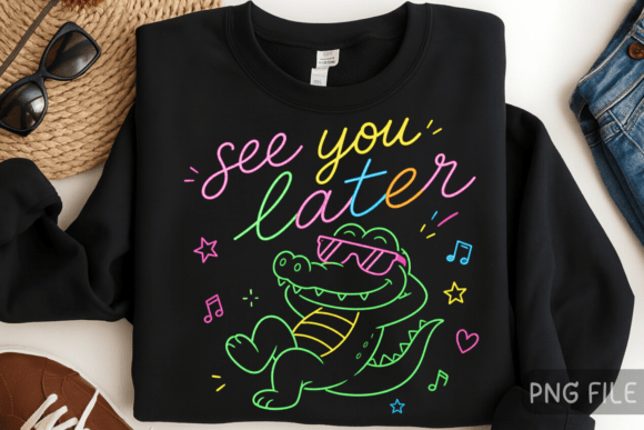 See You Later Alligator Neon PNG: A Retro Party Vibe