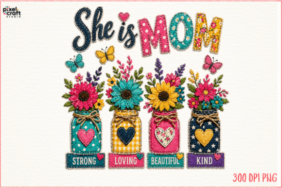 She is Mom, Cute Mom Patchwork PNG: A Designer's Take