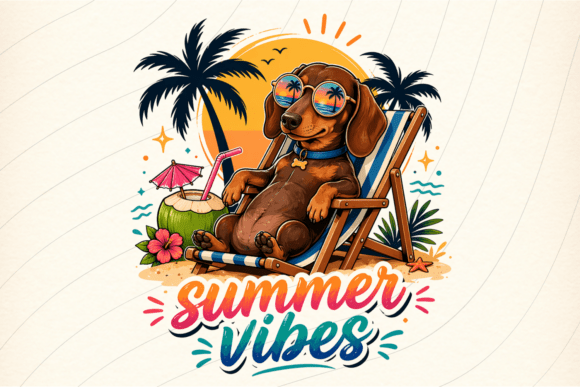 Summer Vibes Dachshund Shirt PNG: A Design Asset for Sun-Drenched Projects