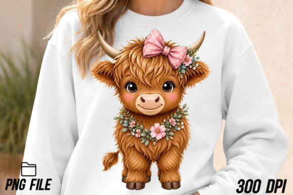 The Endearing Appeal of Cute Highland Cow Girl PNG