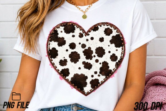 Western Cowhide Heart PNG: A Rustic Design Asset